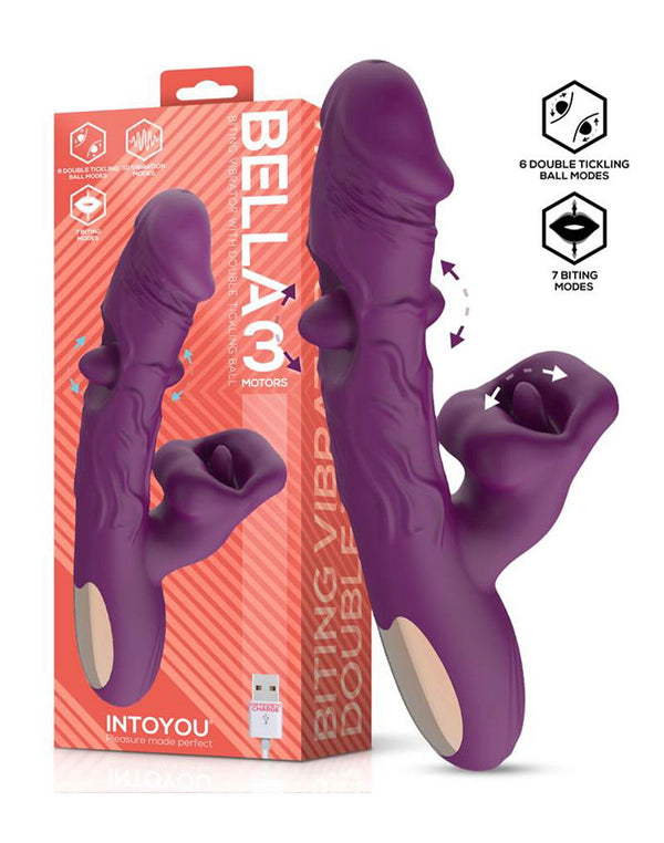 IY - Bella - Triple Motor Vibrator with Double Tickling Ball and Bitting  - Paars