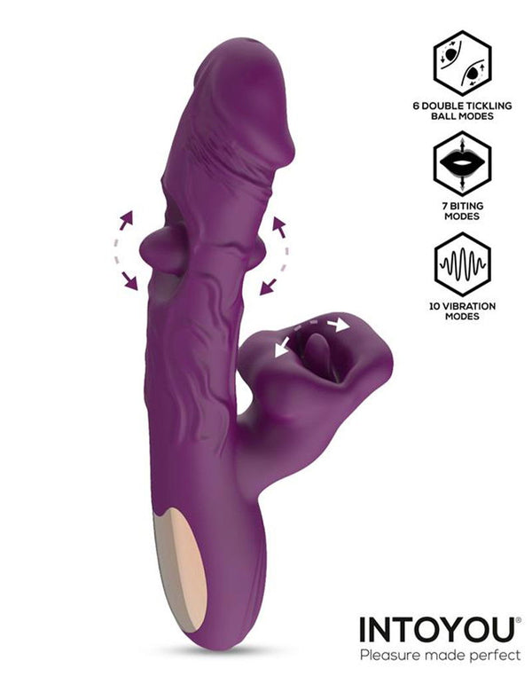 IY - Bella - Triple Motor Vibrator with Double Tickling Ball and Bitting  - Paars