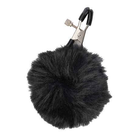 Rimba Bondage Play - Tepelklemmen met pompons - Zwart