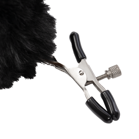 Rimba Bondage Play - Tepelklemmen met pompons - Zwart