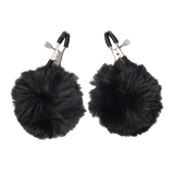 Rimba Bondage Play - Tepelklemmen met pompons - Zwart