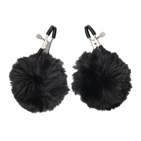 Rimba Bondage Play - Tepelklemmen met pompons - Zwart