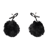 Rimba Bondage Play - Tepelklemmen met pompons - Zwart