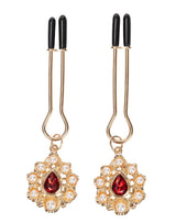 Rimba Bondage Play - Tepelklemmen met gouden juwelen - Goud