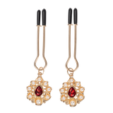 Rimba Bondage Play - Tepelklemmen met gouden juwelen - Goud