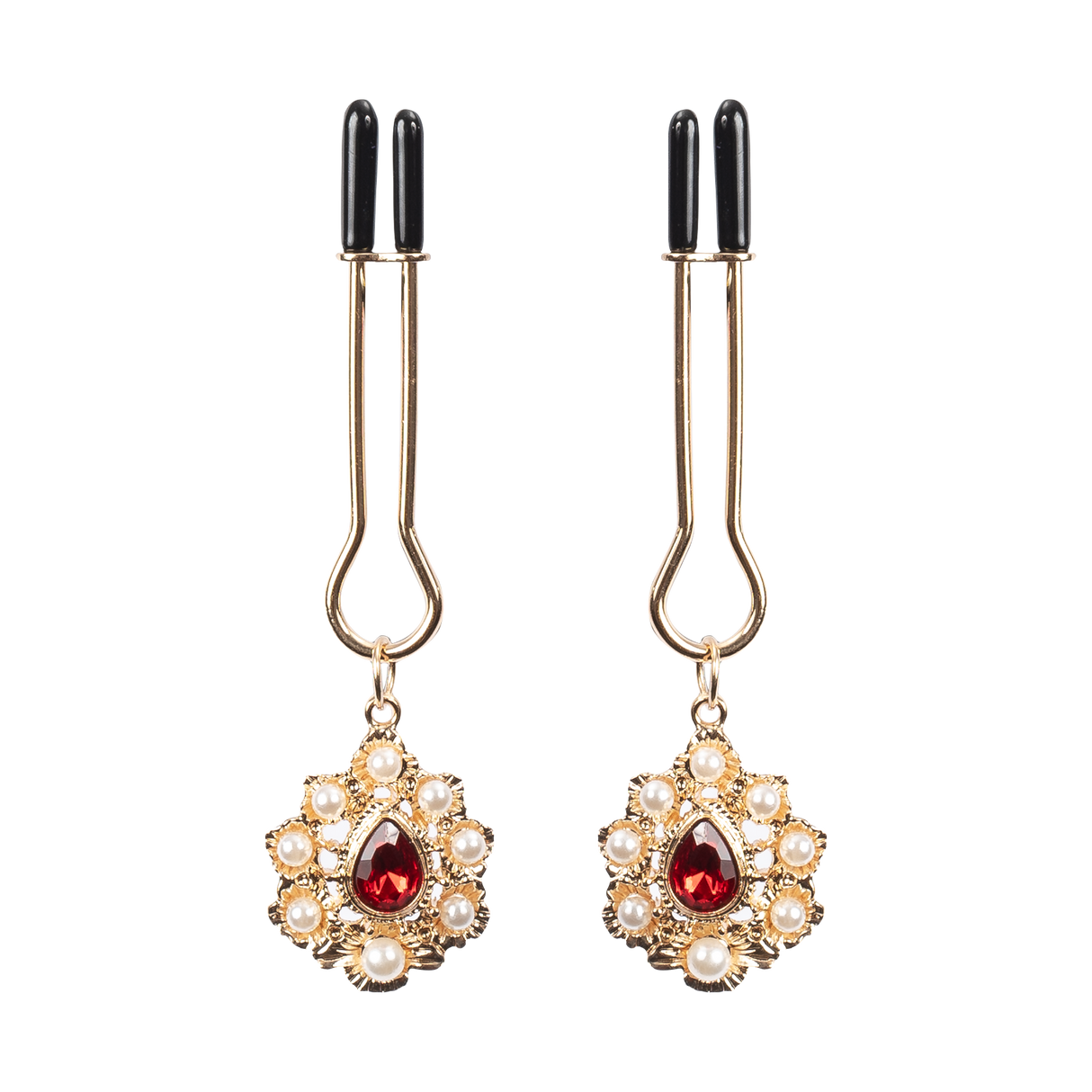 Rimba Bondage Play - Tepelklemmen met gouden juwelen - Goud