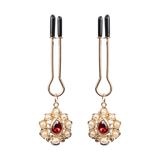 Rimba Bondage Play - Tepelklemmen met gouden juwelen - Goud