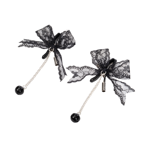 Rimba Bondage Play - Tepelklemmen met kant - Zwart