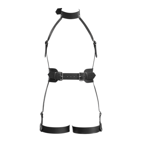 Rimba Bondage Play - Lederen Full Body Bondage Harnas - Zwart