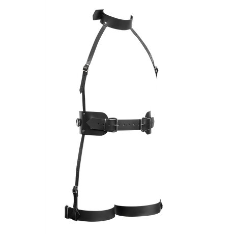 Rimba Bondage Play - Lederen Full Body Bondage Harnas - Zwart