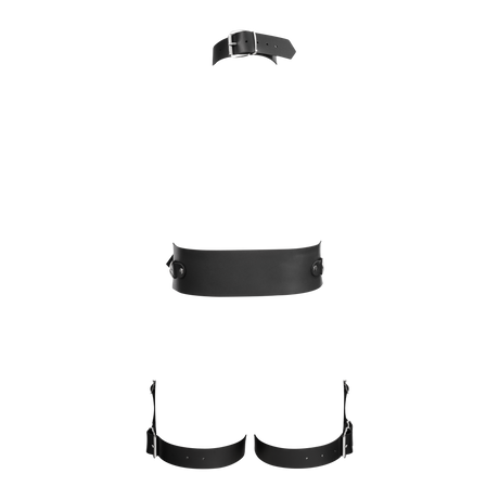 Rimba Bondage Play - Lederen Full Body Bondage Harnas - Zwart