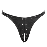 Rimba Bondage Play - Open Lederen String met Decoratie - Zwart