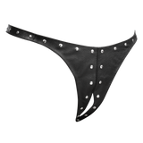 Rimba Bondage Play - Open Lederen String met Decoratie - Zwart