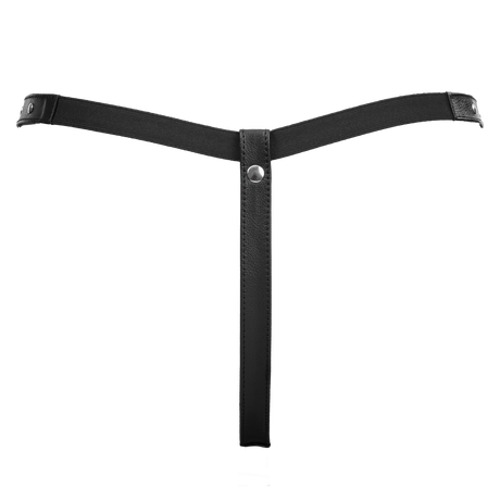 Rimba Bondage Play - Open Lederen String met Decoratie - Zwart