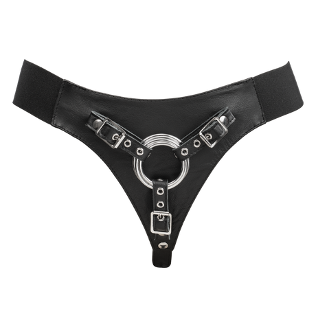 Rimba Bondage Play - Lederen Strap-On Harnas - Zwart
