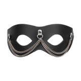 Rimba Bondage Play - Lederen Masker met Kettingdecoratie - Zwart & Zilver