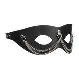 Rimba Bondage Play - Lederen Masker met Kettingdecoratie - Zwart & Zilver