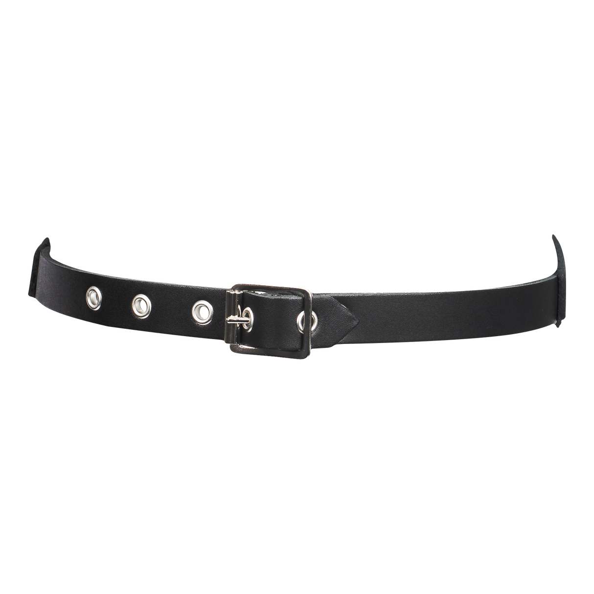 Rimba Bondage Play - Lederen Masker met Kettingdecoratie - Zwart & Zilver