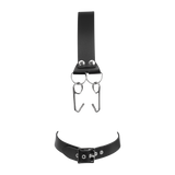 Rimba Bondage Play - Lederen Hoofdharnas met Neushaken - Zwart
