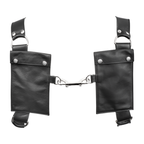 Rimba Bondage Play - Luxe Lederen Borstharnas met Zakken - Zwart