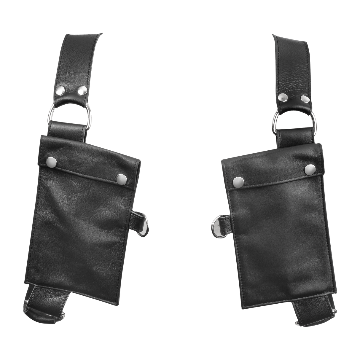 Rimba Bondage Play - Luxe Lederen Borstharnas met Zakken - Zwart