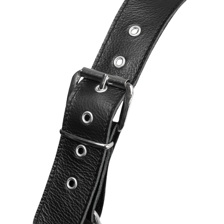 Rimba Bondage Play - Luxe Lederen Borstharnas met Zakken - Zwart