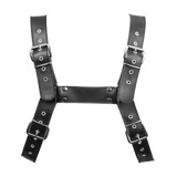 Rimba Bondage Play - Luxe Lederen Borstharnas met Zakken - Zwart