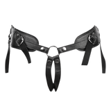 Rimba Bondage Play - Lederen Strap-On Harnas met vulling - Zwart