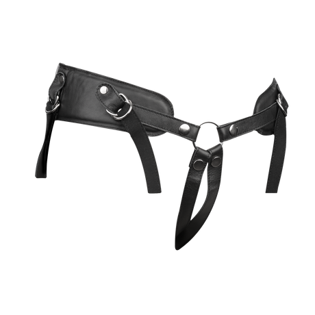 Rimba Bondage Play - Lederen Strap-On Harnas met vulling - Zwart