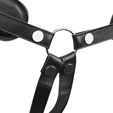Rimba Bondage Play - Lederen Strap-On Harnas met vulling - Zwart