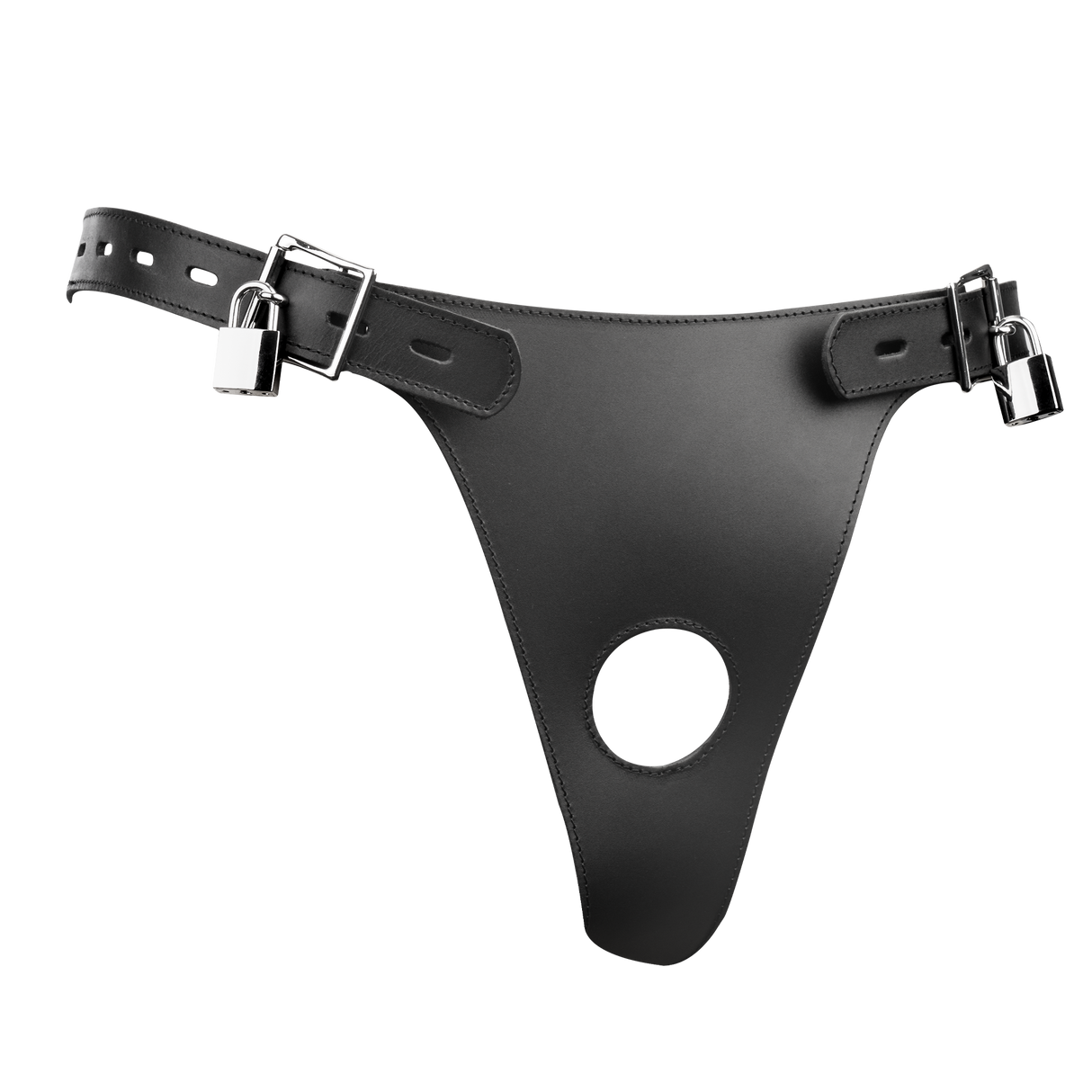 Rimba Bondage Play - Lederen Kuisheidsslip voor Mannen met Opblaasbare Anale Plug - Zwart