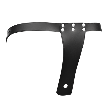 Rimba Bondage Play - Lederen Kuisheidsslip voor Mannen met Opblaasbare Anale Plug - Zwart