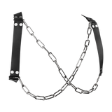 Rimba Bondage Play - Lederen Borstharnas met Kettingen - Zwart & Zilver