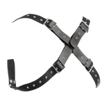 Rimba Bondage Play - Lederen Borstharnas met Kettingen - Zwart & Zilver