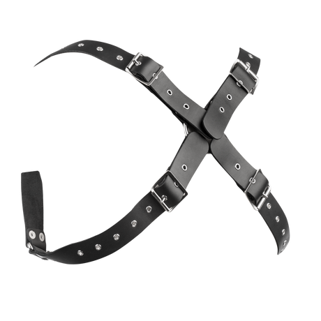 Rimba Bondage Play - Lederen Borstharnas met Kettingen - Zwart & Zilver