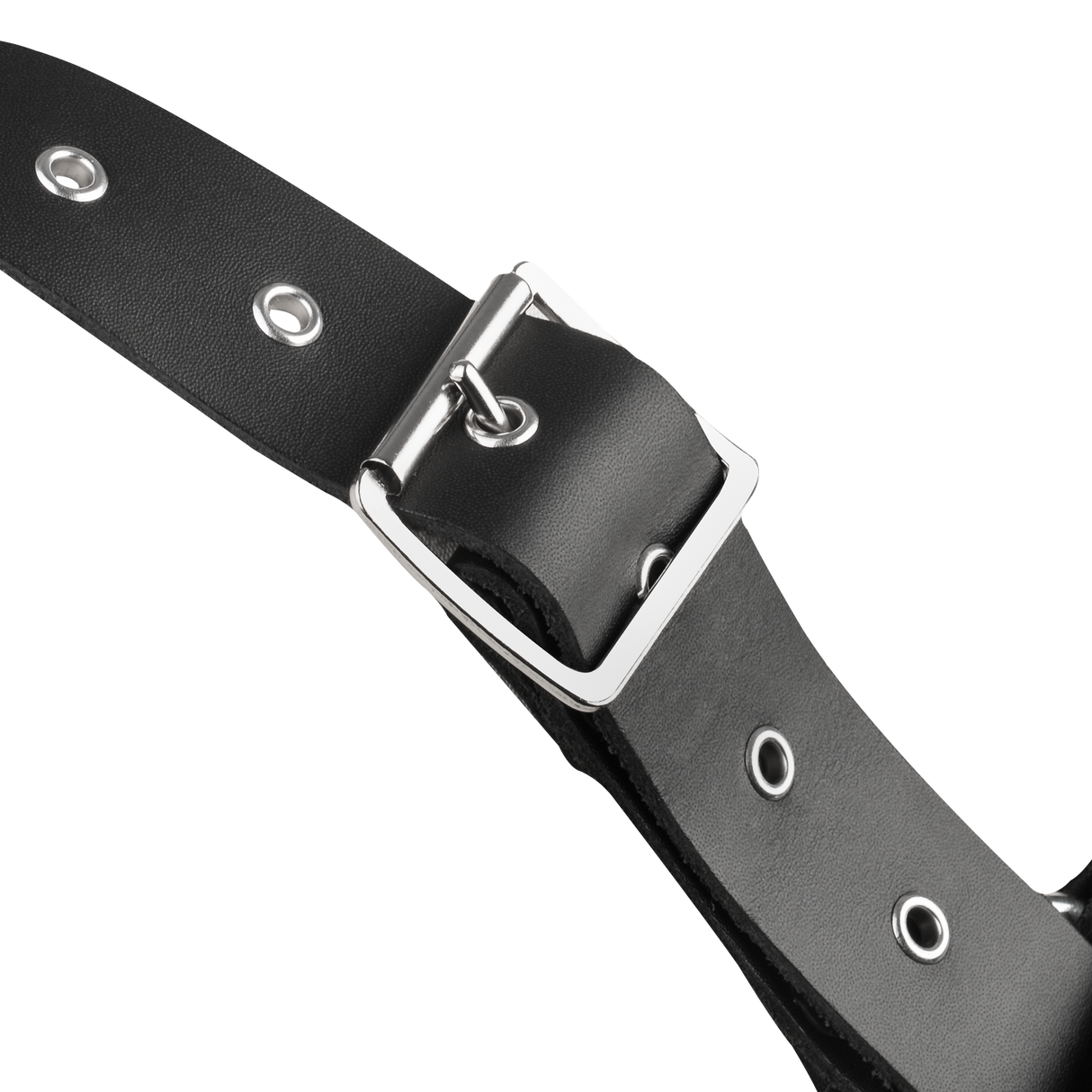 Rimba Bondage Play - Lederen Borstharnas met Kettingen - Zwart & Zilver