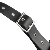 Rimba Bondage Play - Lederen Borstharnas met Kettingen - Zwart & Zilver