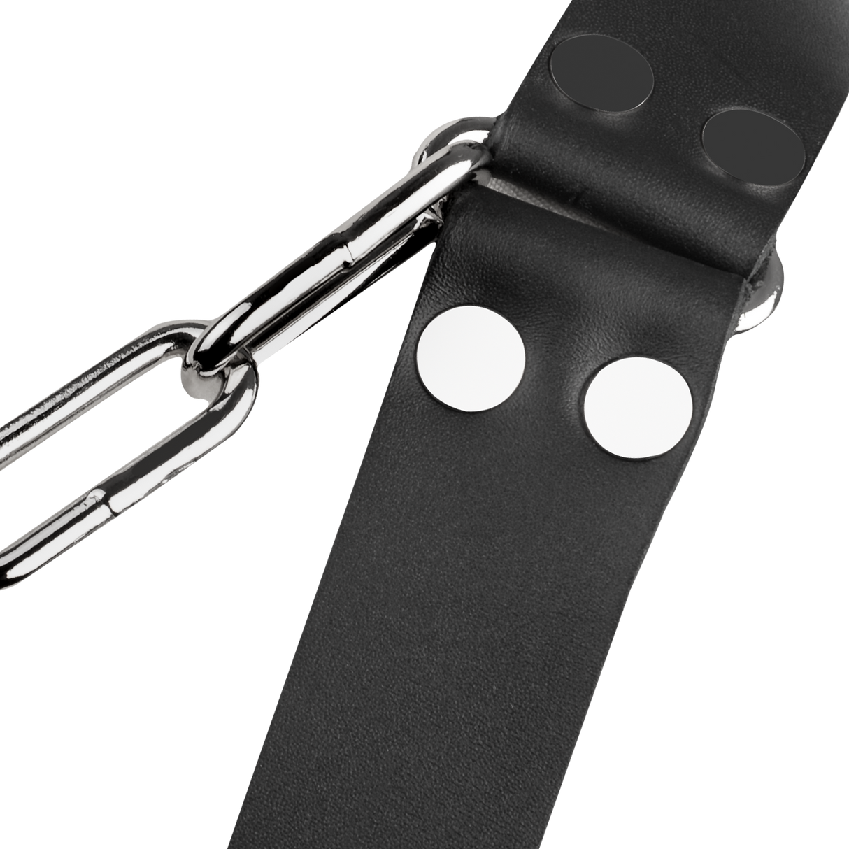 Rimba Bondage Play - Lederen Borstharnas met Kettingen - Zwart & Zilver