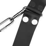 Rimba Bondage Play - Lederen Borstharnas met Kettingen - Zwart & Zilver