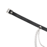 Rimba Bondage Play - Lederen Halsband met Metalen Kettingen - Zwart & Zilver