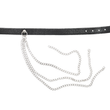 Rimba Bondage Play - Lederen Halsband met Metalen Kettingen - Zwart & Zilver