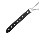 Rimba Bondage Play - Lederen Wurghalsband met O-ring - Zwart & Zilver