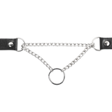 Rimba Bondage Play - Lederen Wurghalsband met O-ring - Zwart & Zilver