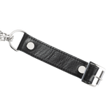 Rimba Bondage Play - Lederen Wurghalsband met O-ring - Zwart & Zilver