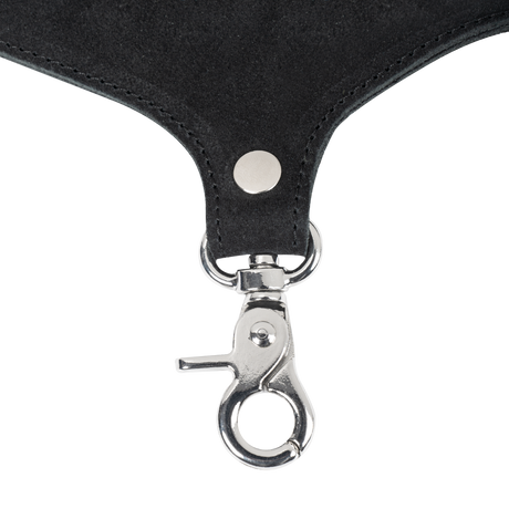 Rimba Bondage Play - Lederen Suède Halsband met Afneembare Flogger - Zwart