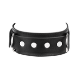 Rimba Bondage Play - Lederen Halsboei met Dubbele D-ring - Zwart