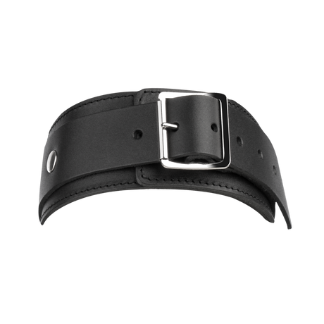 Rimba Bondage Play - Lederen Halsboei met Dubbele D-ring - Zwart