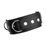 Rimba Bondage Play - Lederen Halsboei met Dubbele D-ring - Zwart