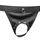 Rimba Bondage Play - Lederen Open Slip voor Heren - Zwart