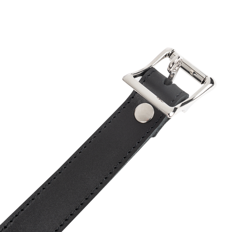 Rimba Bondage Play - Lederen Halsband met Hangslotsluiting - Zwart